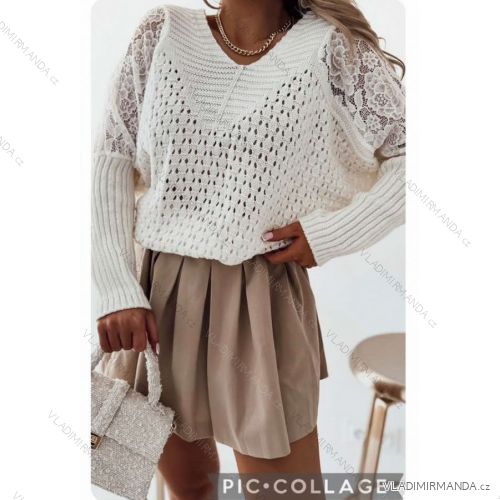 Women's Knitted Thin Long Sleeve Sweater (S/M ONE SIZE) ITALIAN FASHION IMWL233225