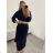 Women's Long Sleeve Belted Long Dress (S/M ONE SIZE) ITALIAN FASHION IMPLI236060 dark blue S/M