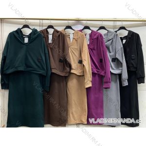 Sweatshirt Dress/Sweatshirt Extended Long Sleeve Women's Plus Size (XL/2XL ONE SIZE) ITALIAN FASHION IMC22835