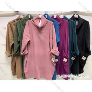 Sweatshirt Dress/Sweatshirt Extended Long Sleeve Women's Plus Size (XL/2XL ONE SIZE) ITALIAN FASHION IMC22835