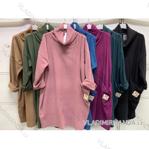 Sweatshirt Dress/Sweatshirt Extended Long Sleeve Women's Plus Size (XL/2XL ONE SIZE) ITALIAN FASHION IMC22835