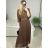 Women's Belted Long Sleeve Chiffon Long Dress (S/M ONE SIZE) ITALIAN FASHION IMM23M9668