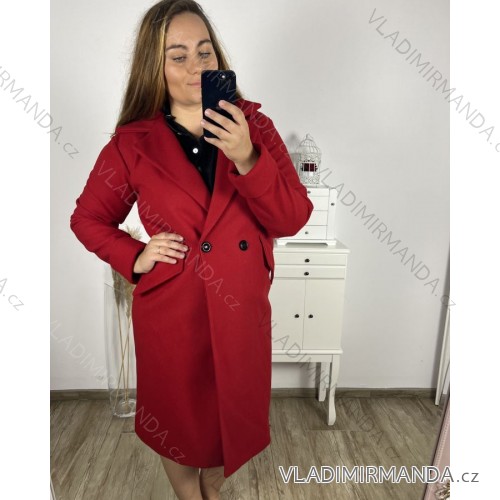 Women's Button Down Coat (L/XL ONE SIZE) ITALIAN FASHION IM323AMANDA L/XL red