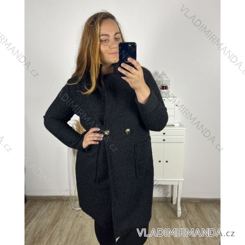 Women's Plus Size Zipper Hooded Lamb Coat (2XL/3XL ONE SIZE) ITALIAN FASHION IM422841/DU