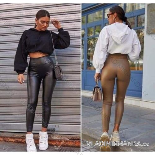 Long leggings WOMEN'S LEATHER (UNI S-M) ITALIAN FASHION IMM20FD3063 L-XL black