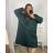 Fleece coat long sleeve zipper hooded women's oversized (XL / 2XLONE SIZE) ITALIAN FASHION IMD211123 3xl / 4xl Emerald