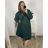 Fleece coat long sleeve zipper hooded women's oversized (XL / 2XLONE SIZE) ITALIAN FASHION IMD211123 3xl / 4xl Emerald