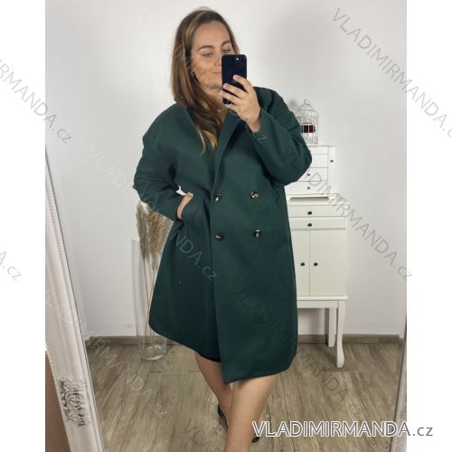 Fleece coat long sleeve zipper hooded women's oversized (XL / 2XLONE SIZE) ITALIAN FASHION IMD211123 3xl / 4xl Emerald