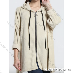 Women's Long Sleeve Oversized Zipper Hoodie (S/M ONE SIZE) ITALIAN FASHION IMPLI2303982