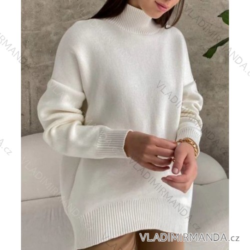 Women's Oversized Turtleneck Long Sleeve Sweater (S/M ONE SIZE) FRENCH FASHION FMWT23DT55559 béžová M / L