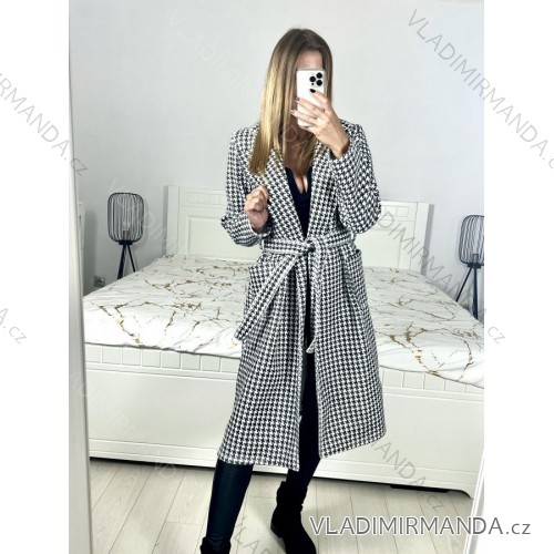 Women's Long Sleeve Hoodie Dress (S / M ONE SIZE) ITALIAN FASHION IMWA216095 M / L Black and white