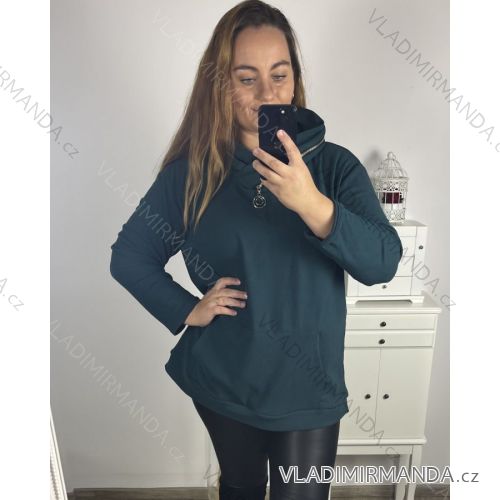 Cardigan / Hoodie Cotton Ladies (uni M / XL) Italian Fashion IM420360 3xl / 4xl Emerald