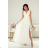 Women's Long Elegant Dress with Wide Straps (SL) FRENCH FASHION FMPEL23VELVET white 34