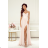 Women's Long Elegant Dress with Wide Straps (SL) FRENCH FASHION FMPEL23VELVET pink 42
