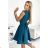 442-2 Flared dress with small sleeves - sea ​​color