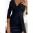 404-6 Shiny dress with a neckline and a slit on the leg - black color