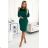 503-1 Warm dress with a large turtleneck and pockets - green