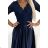 309-7 AMBER lace long satin dress with a neckline - dark blue