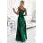 512-1 JULIET elegant long satin dress with a neckline - green