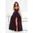 Women's Long Elegant Dress with Wide Straps (SL) FRENCH FASHION FMPEL23VELVET black 40