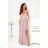 Women's Long Elegant Dress with Wide Straps (SL) FRENCH FASHION FMPEL23VELVET pink 38