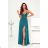 Women's Long Elegant Dress with Wide Straps (SL) FRENCH FASHION FMPEL23VELVET Emerald 34