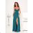 Women's Long Elegant Dress with Wide Straps (SL) FRENCH FASHION FMPEL23VELVET Emerald 34