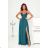 Women's Long Elegant Dress with Wide Straps (SL) FRENCH FASHION FMPEL23VELVET Emerald 34