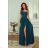 Women's Long Elegant Dress with Wide Straps (SL) FRENCH FASHION FMPEL23VELVET Green 34