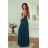 Women's Long Elegant Dress with Wide Straps (SL) FRENCH FASHION FMPEL23VELVET Green 34