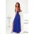 Women's Long Elegant Dress with Wide Straps (SL) FRENCH FASHION FMPEL23VELVET Royal blue 36