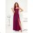 Women's Long Elegant Dress with Wide Straps (SL) FRENCH FASHION FMPEL23VELVET Wine 36