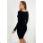 Black viscose dress with a gold zirconia motif