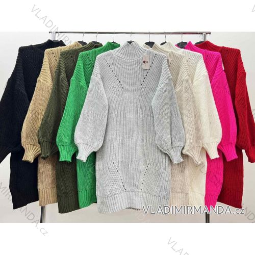 Women's Plus Size Knitted Turtleneck Long Sleeve Dress (2XL/3XL ONE SIZE) ITALIAN FASHION IM423608