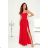 Women's Long Elegant Dress with Wide Straps (SL) FRENCH FASHION FMPEL23VELVET red 36