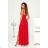 Women's Long Elegant Dress with Wide Straps (SL) FRENCH FASHION FMPEL23VELVET red 36