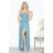 Women's Long Elegant Dress with Wide Straps (SL) FRENCH FASHION FMPEL23VELVET pistáciová 38