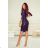 Women's Long Elegant Dress with Wide Straps (SL) FRENCH FASHION FMPEL23VELVET dark blue 40