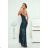 Women's Long Elegant Dress with Wide Straps (SL) FRENCH FASHION FMPEL23VELVET dark green 38