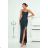 Women's Long Elegant Dress with Wide Straps (SL) FRENCH FASHION FMPEL23VELVET dark green 38