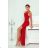 Women's Long Elegant Dress with Wide Straps (SL) FRENCH FASHION FMPEL23VELVET red 38