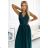 211-6 LEA long dress with lace neckline - green