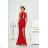 Women's Long Elegant Dress with Wide Straps (SL) FRENCH FASHION FMPEL23VELVET red 34