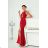 Women's Long Elegant Dress with Wide Straps (SL) FRENCH FASHION FMPEL23VELVET red 34