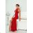 Women's Long Elegant Dress with Wide Straps (SL) FRENCH FASHION FMPEL23VELVET red 34