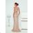 Women's Long Elegant Dress with Wide Straps (SL) FRENCH FASHION FMPEL23VELVET Golden 40