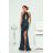 Women's Long Elegant Dress with Wide Straps (SL) FRENCH FASHION FMPEL23VELVET dark green 34