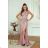 Women's Long Elegant Dress with Wide Straps (SL) FRENCH FASHION FMPEL23VELVET pink 34