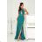 Women's Long Elegant Dress with Wide Straps (SL) FRENCH FASHION FMPEL23VELVET azure 36