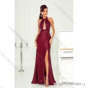 Women's Long Elegant Dress with Wide Straps (SL) FRENCH FASHION FMPEL23VELVET